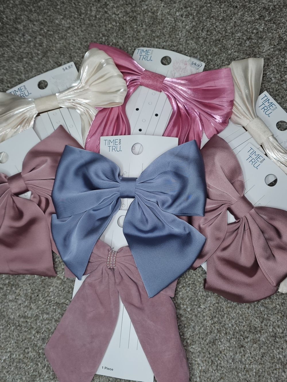 Time and Tru Hair Bow Set - Blue, Mauve, Pink, Cream